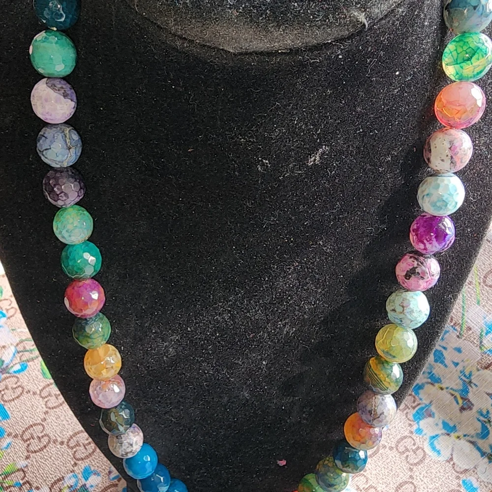 MULTI FACUTED CRYSTAL 22" NECKLACE - Picture 4 of 9